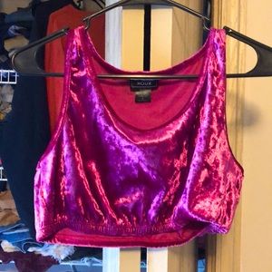 Magenta velvet crop top